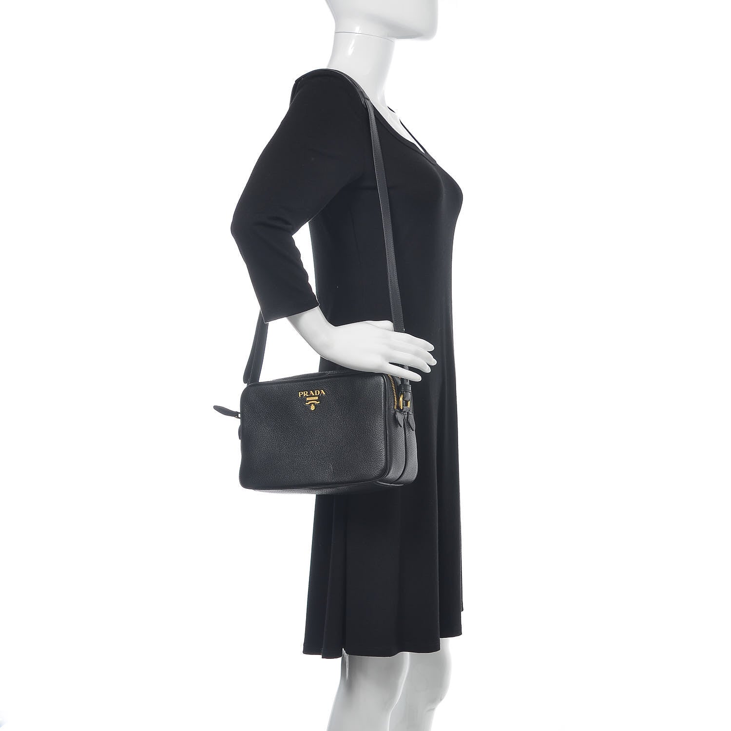 Prada Vitello Phenix Camera Bag Black 2 of 9