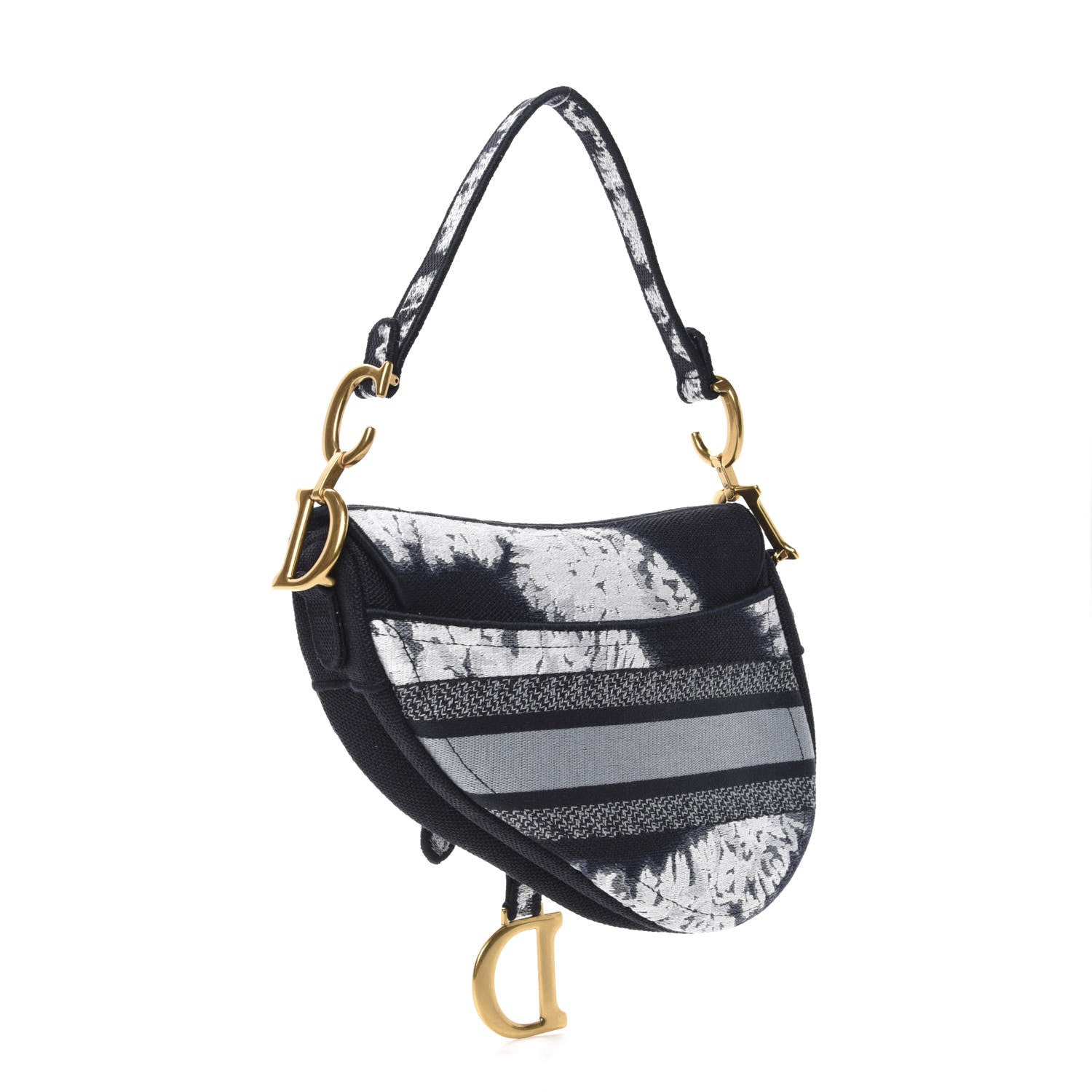 Christian Dior Canvas Tie Dye Saddle Bag Blue Multicolor 3 of 10