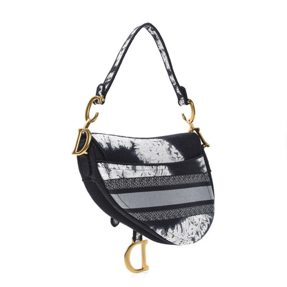 Christian Dior Canvas Tie Dye Saddle Bag Blue Multicolor 3 of 10