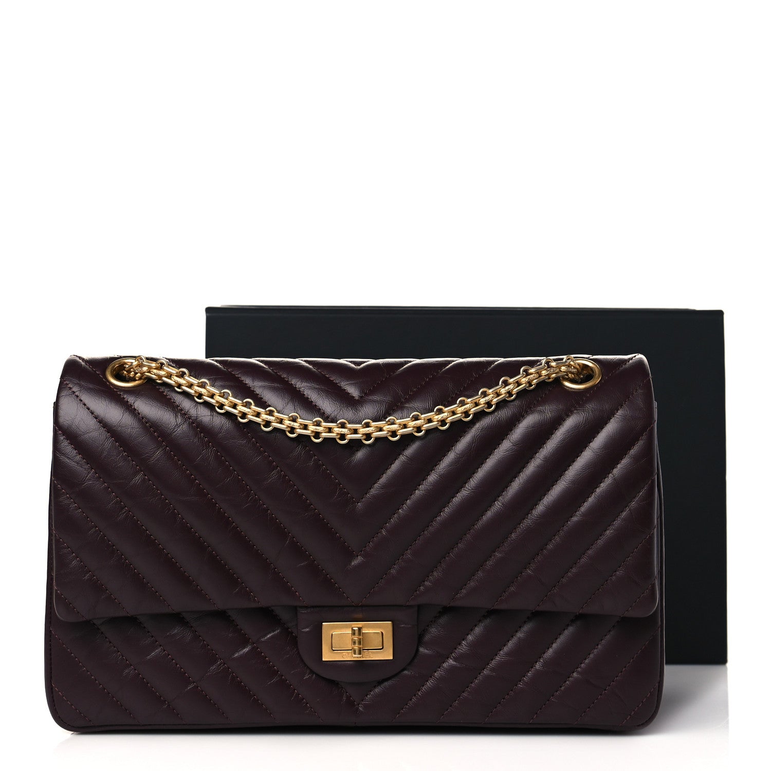 Chanel Aged Calfskin Chevron Quilted 2.55 Reissue 226 Flap Burgundy 10 of 10