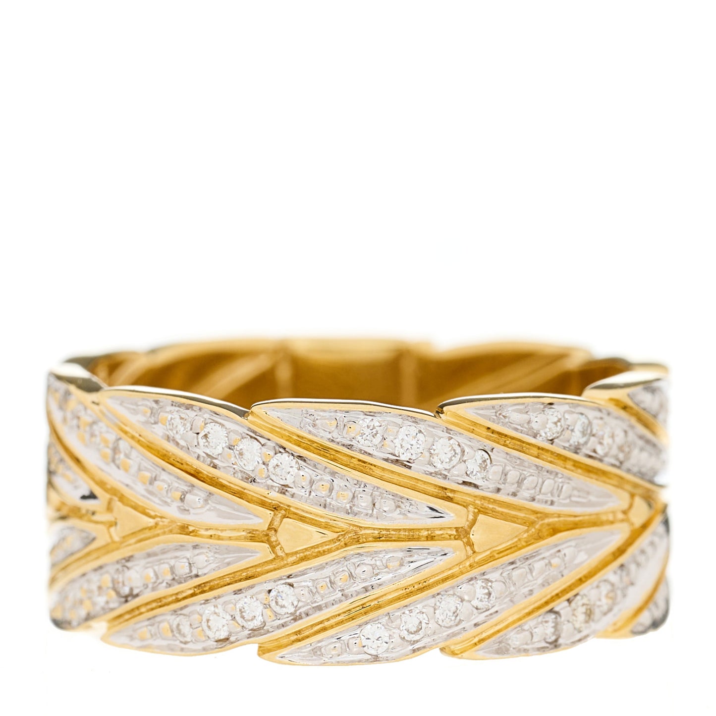 18K Yellow Gold Diamond Modern Chain Band Ring 53 6.75