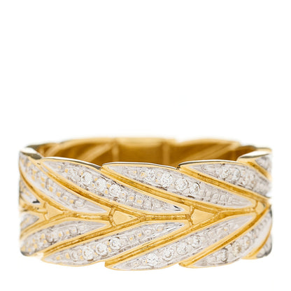 John Hardy 18K Yellow Gold Diamond Modern Chain Band Ring 53 6.75 1 of 3