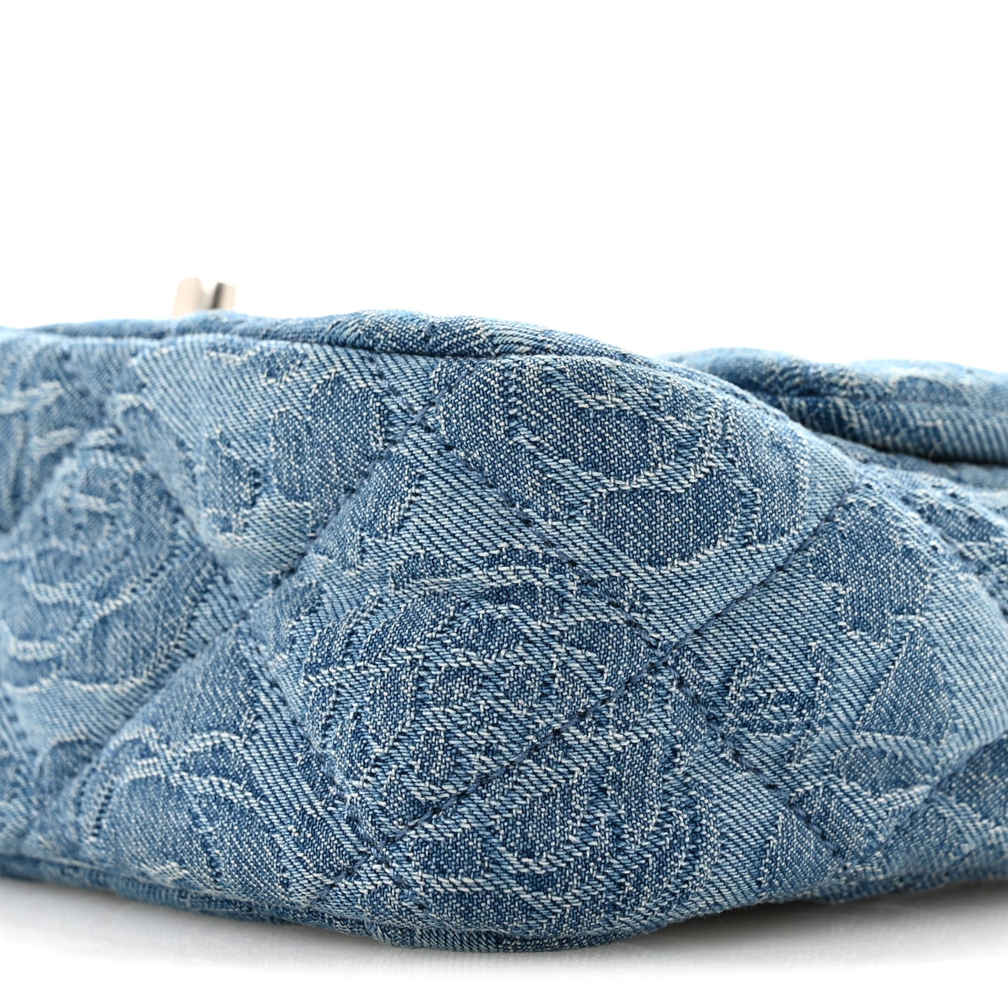 Denim Quilted Mini Camellia Sweetheart Flap Blue