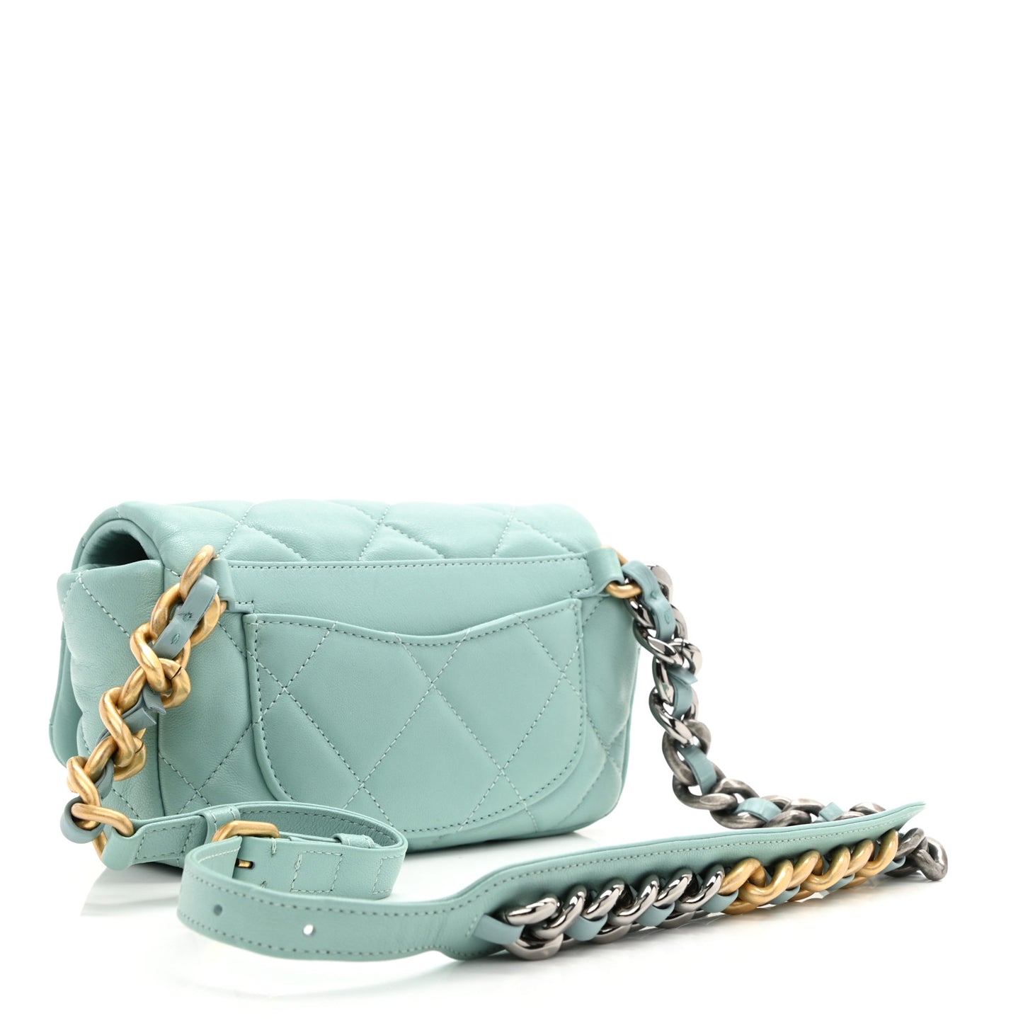 Lambskin Quilted Chanel 19 Waist Bag Light Blue