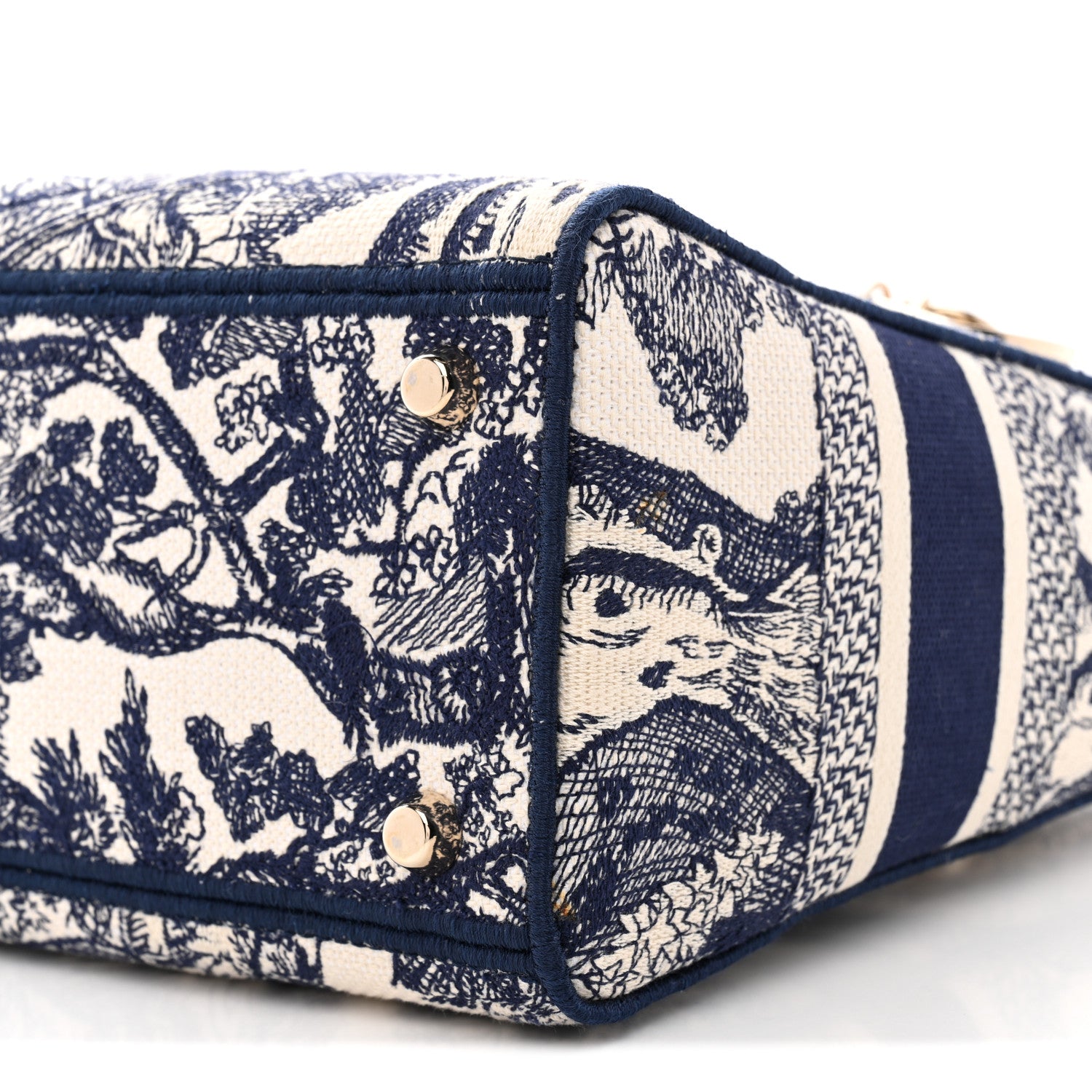 Christian Dior Toile de Jouy Embroidered Medium Lady D-Lite Blue