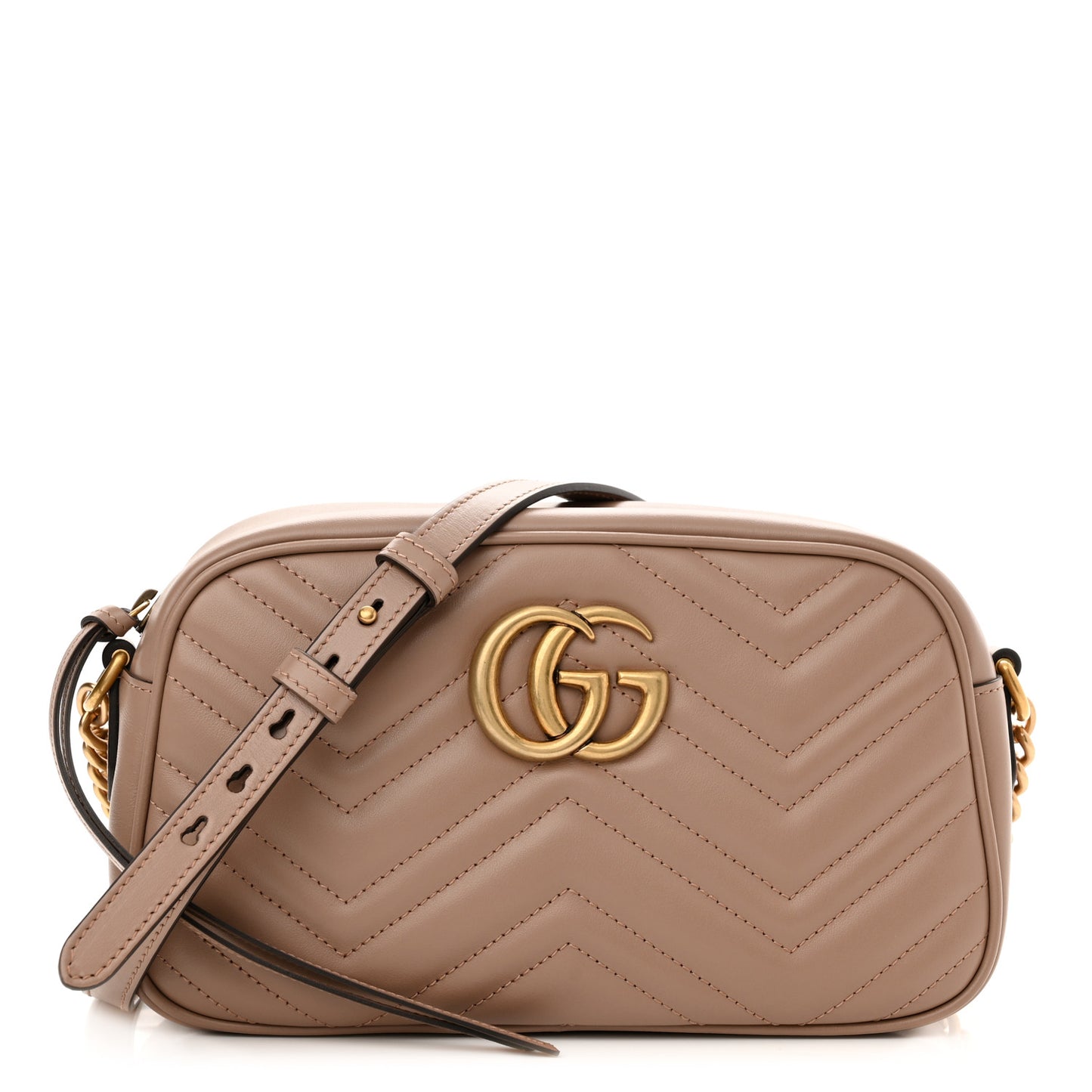 Calfskin Matelasse Small GG Marmont Chain Shoulder Bag Porcelain Rose