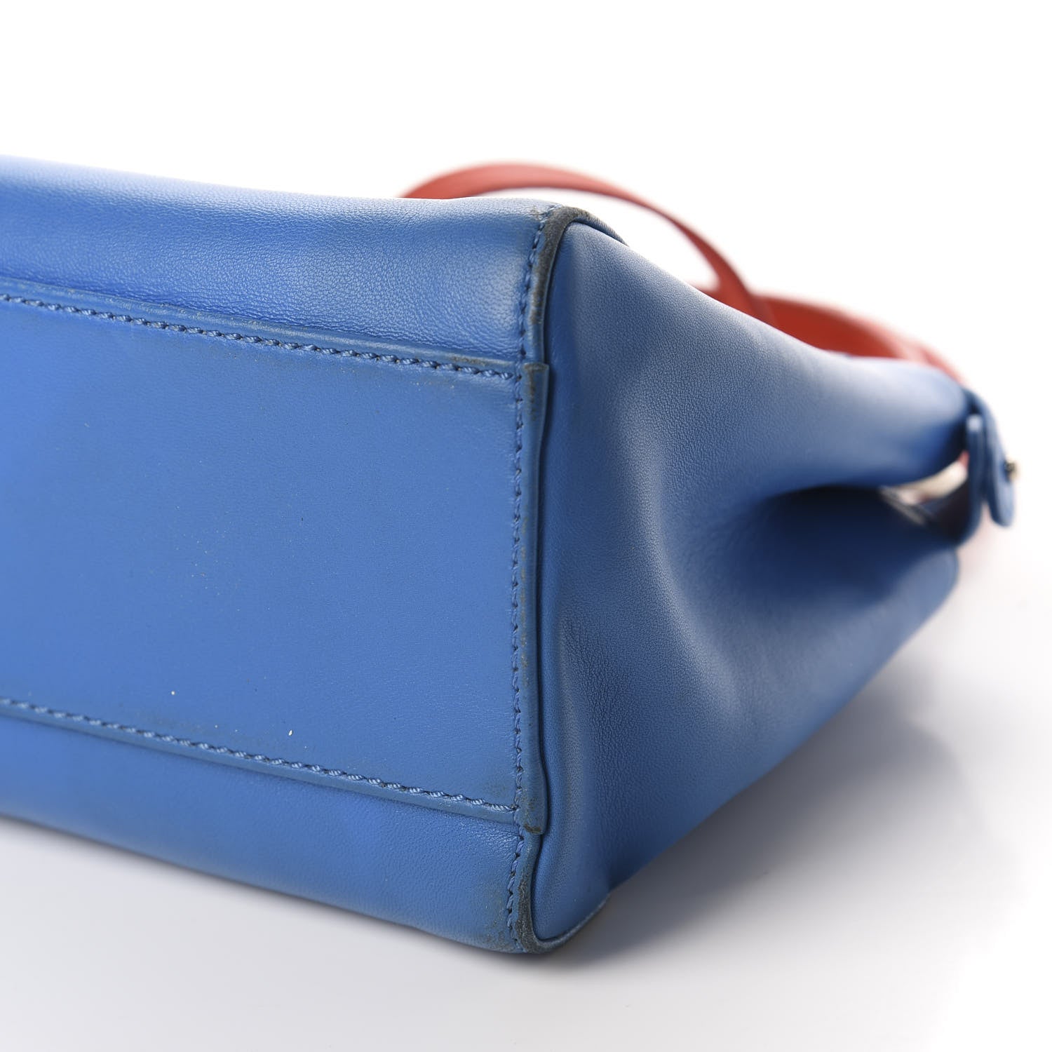 Fendi Nappa Colorblock Mini Peekaboo Iconic Satchel Blue Royal Papavero Cuoio 8 of 13