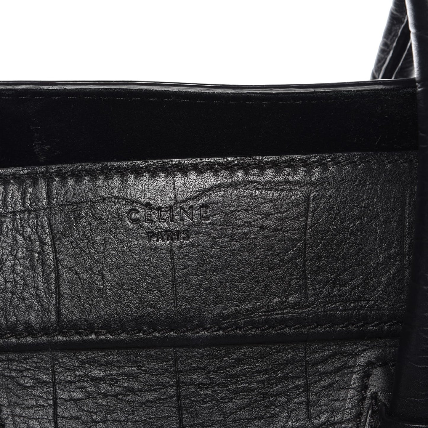 Crocodile Embossed Calfskin Medium Phantom Luggage Black