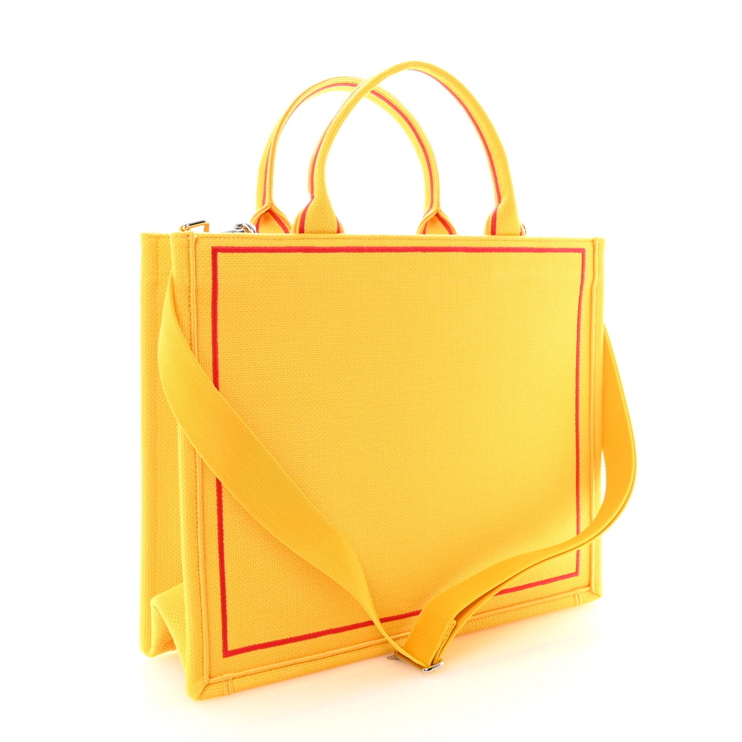 Christian Dior Canvas Embroidered Book Cover Medium Book Tote Yellow Red 3 of 9