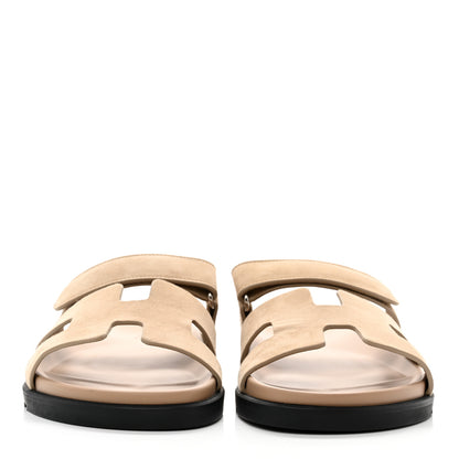 Hermes Suede Goatskin Womens Chypre Sandals 41 Beige Argile 2 of 9