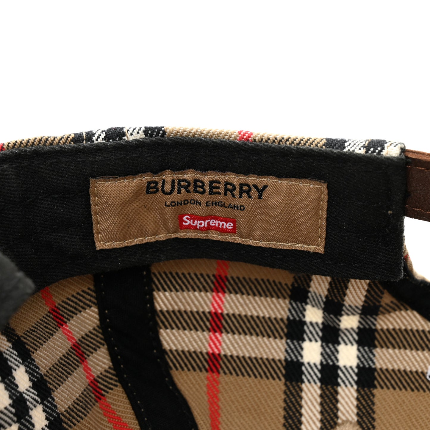 X SUPREME Cotton Vintage Check Monogram Baseball Hat Archive Beige