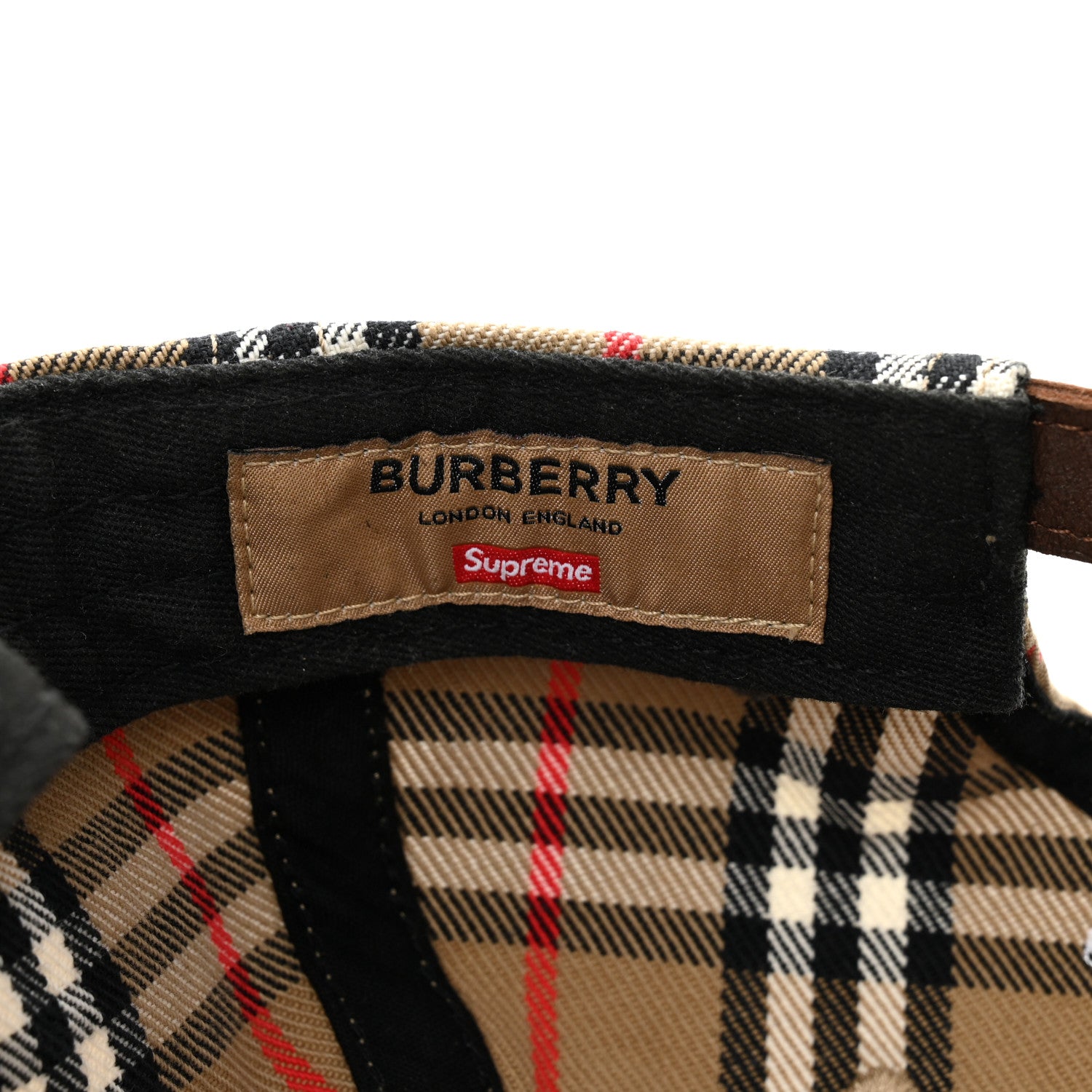 Burberry X SUPREME Cotton Vintage Check Monogram Baseball Hat Archive Beige 8 of 8