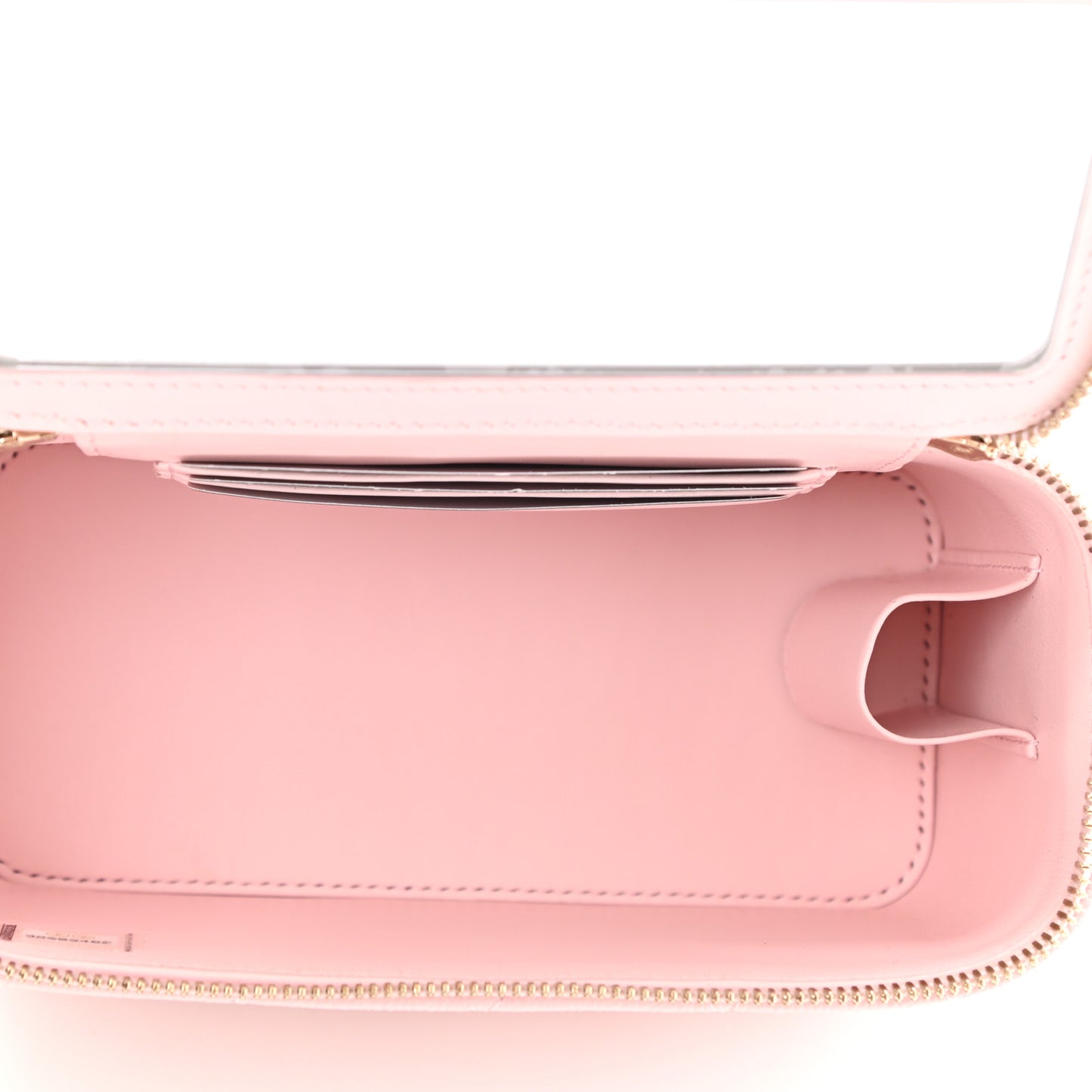Caviar Quilted Small Vanity Case With Chain Light Pink