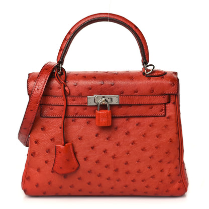 Hermes Ostrich Kelly Retourne 25 Rouge Vif 1 of 10