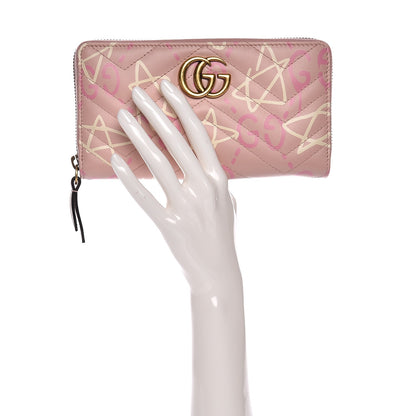 Gucci Calfskin Matelasse GucciGhost GG Marmont Zip Around Wallet Perfect Pink Rosa Ivory 2 of 8