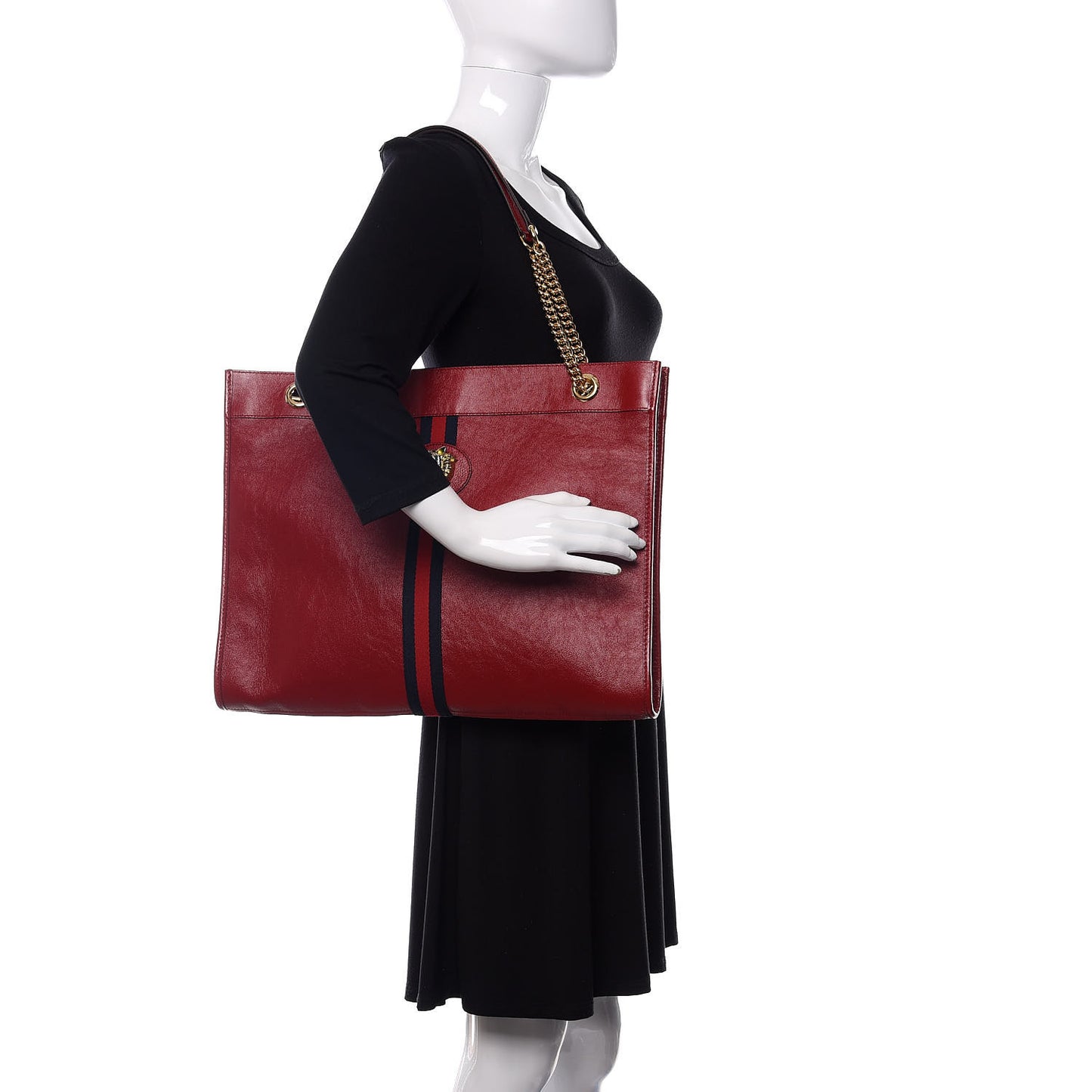 Calfskin Large Rajah Chain Tote Romantic Cherry