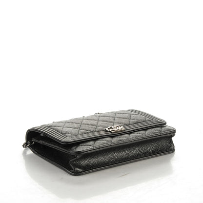 Chanel Caviar Quilted Boy Wallet On Chain WOC Black 4 of 8