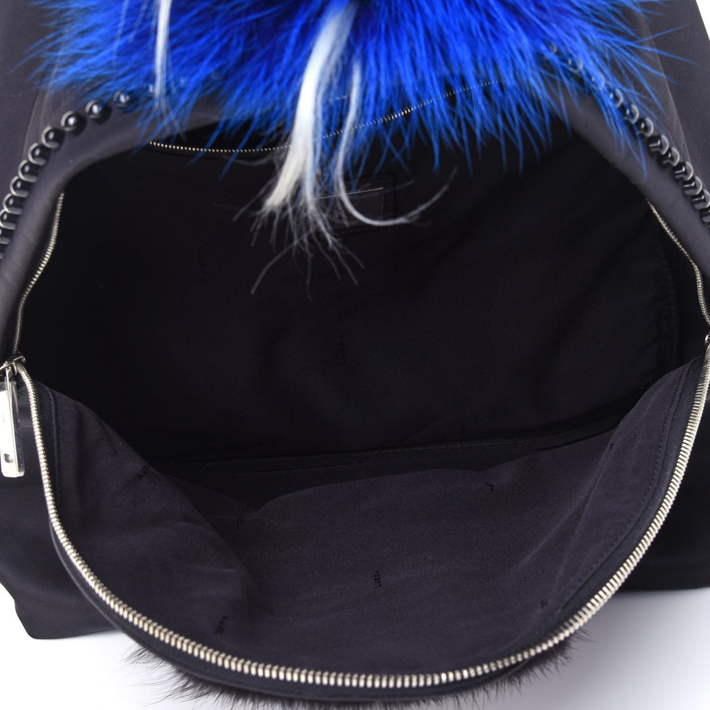 Nylon Vitello Century Mink Fox Goat Fur Studded Karlito Backpack Black Multicolor