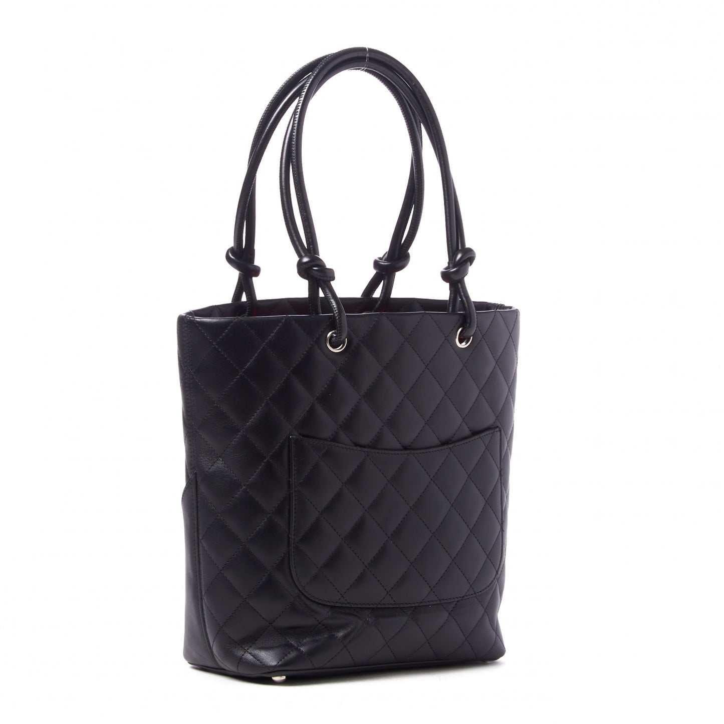 Calfskin Quilted Medium Cambon Tote Black White