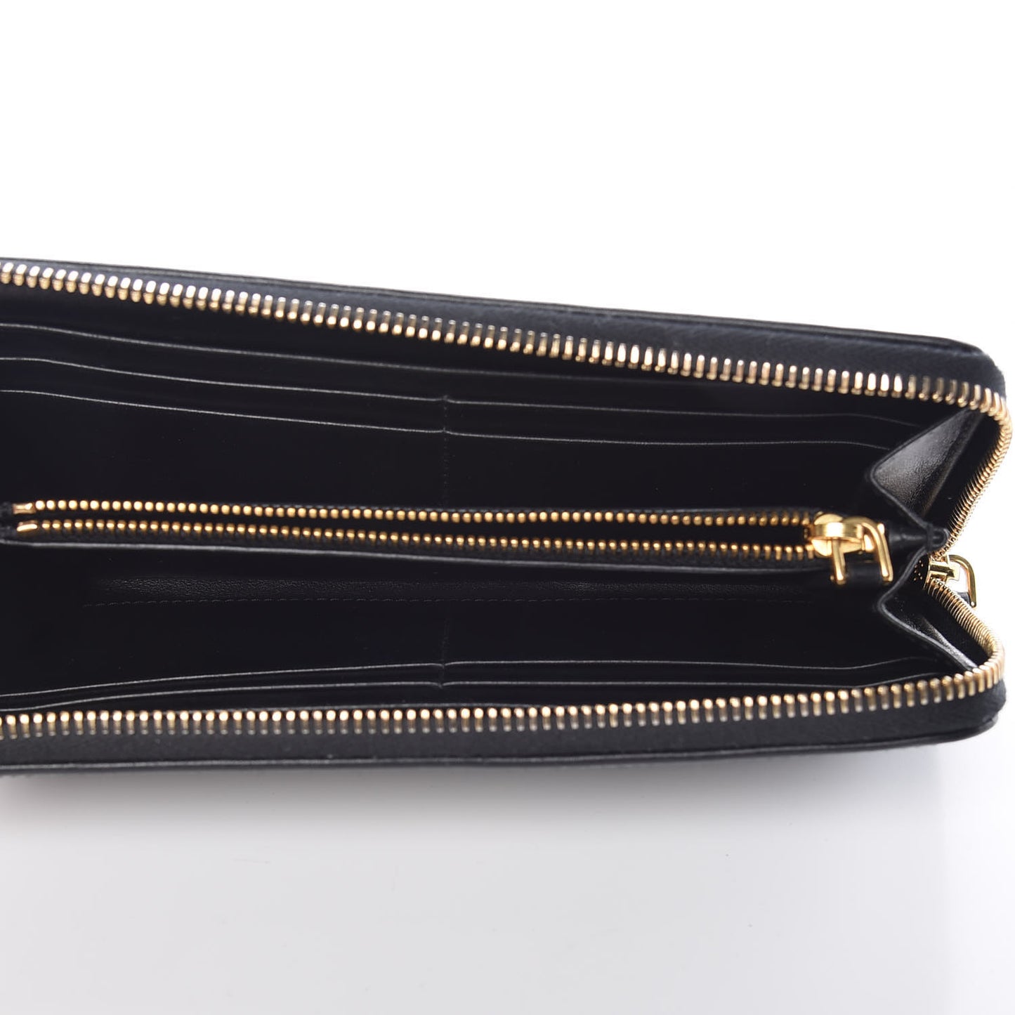 Tessuto Nylon Quilted Zip Around Wallet Black