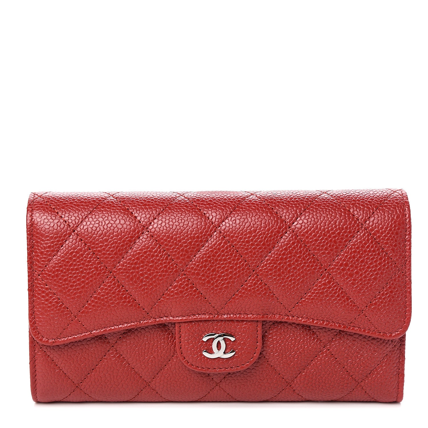 Chanel Caviar Quilted Long Flap Wallet Dark Red 1 of 8