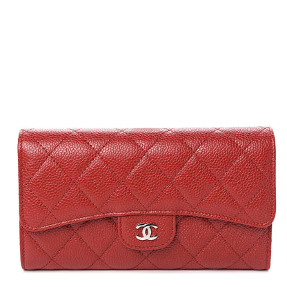 Chanel Caviar Quilted Long Flap Wallet Dark Red 1 of 8