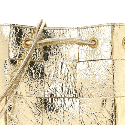 Bottega Veneta Metallic Crushed Nappa Maxi Intrecciato Small Cassette Bucket Bag Gold 7 of 10