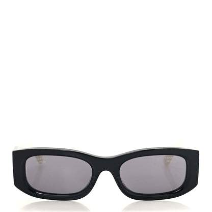 Chanel Acetate Rectangle Sunglasses 5525 Black White 2 of 8