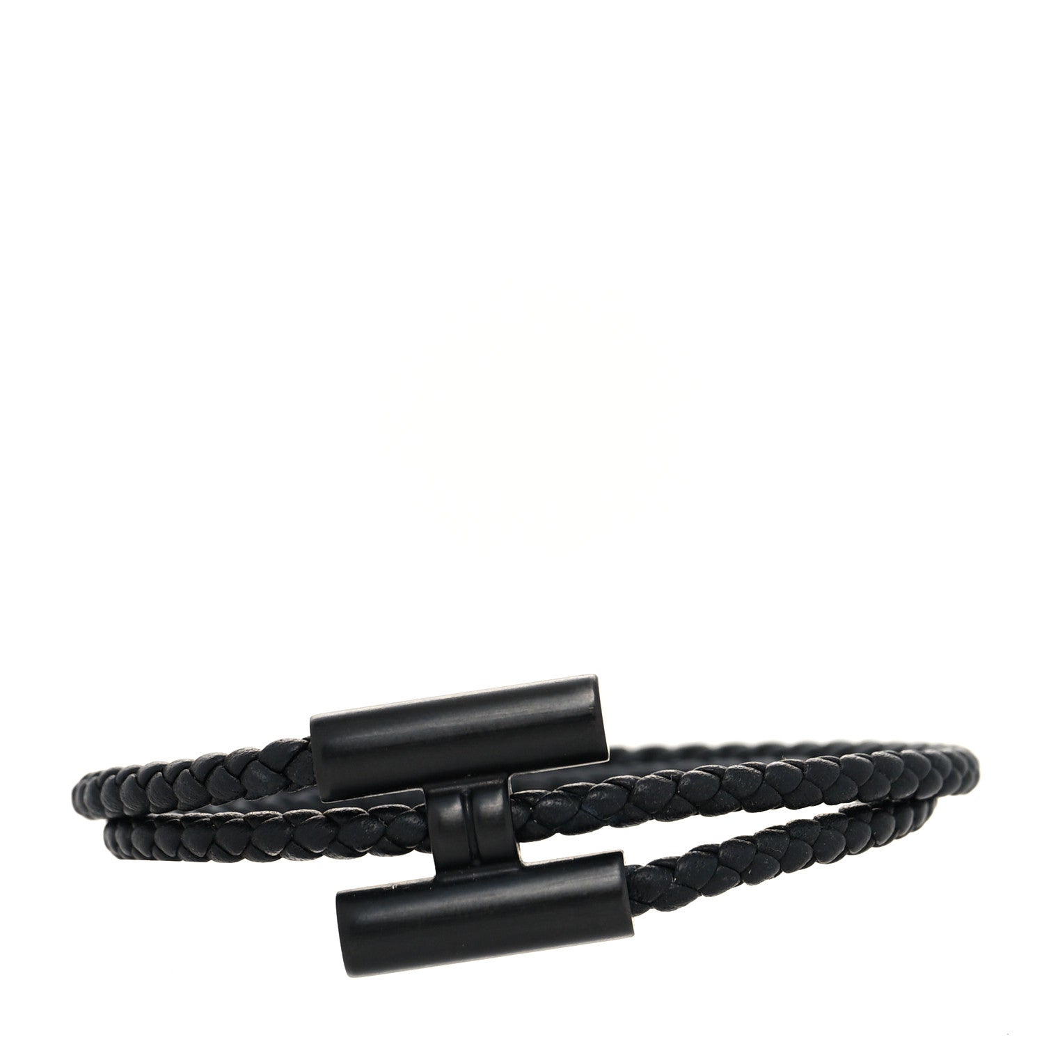 Hermes Swift Double Wrap Cord Tournis Tresse Bracelet T4 Black 1 of 5