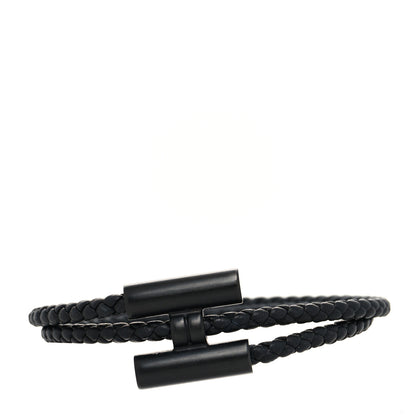 Hermes Swift Double Wrap Cord Tournis Tresse Bracelet T4 Black 1 of 5
