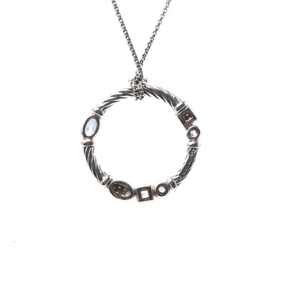 David Yurman Sterling Silver Diamond Blue Topaz Hampton Blue Topaz Iolite Confetti Pendant Necklace 5 of 7