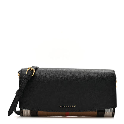 Burberry Calfskin House Check Henley Wallet On Chain Black Black 1 of 10