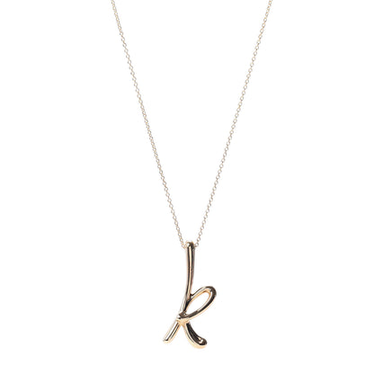 Tiffany 18K Yellow Gold Elsa Peretti Letter K Pendant Necklace 1 of 4