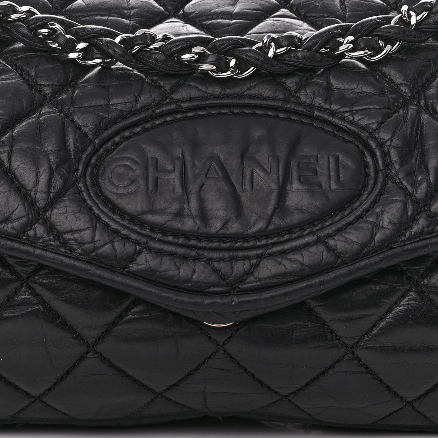 Aged Calfskin Vintage Ligne Flap Black