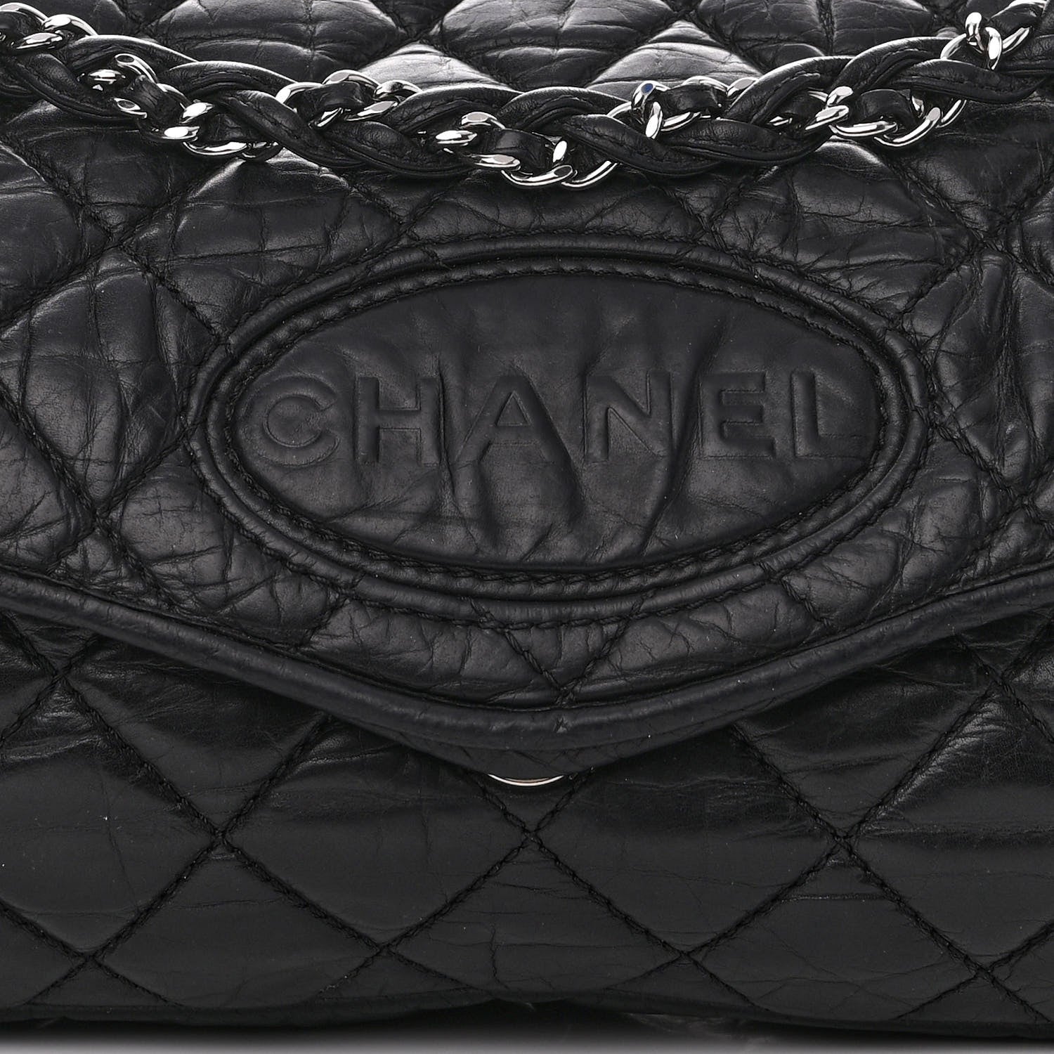 Chanel Aged Calfskin Vintage Ligne Flap Black 8 of 10