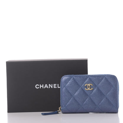 Chanel Iridescent Caviar Quilted Zip Coin Purse Dark Blue 9 of 9