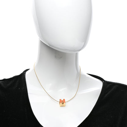 Hermes Gold Cage d'H Pendant Necklace Orange 2 of 6