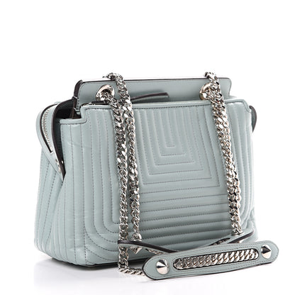Fendi Shiny Nappa Trapuntata Chain Small DotCom Click Chain Satchel Pale Blue 2 of 11