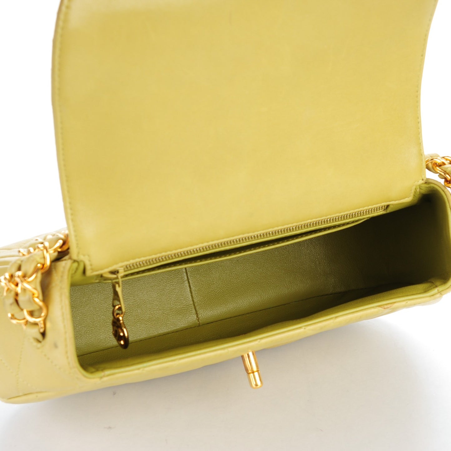 Lambskin Quilted Shoulder Flap Bag Green