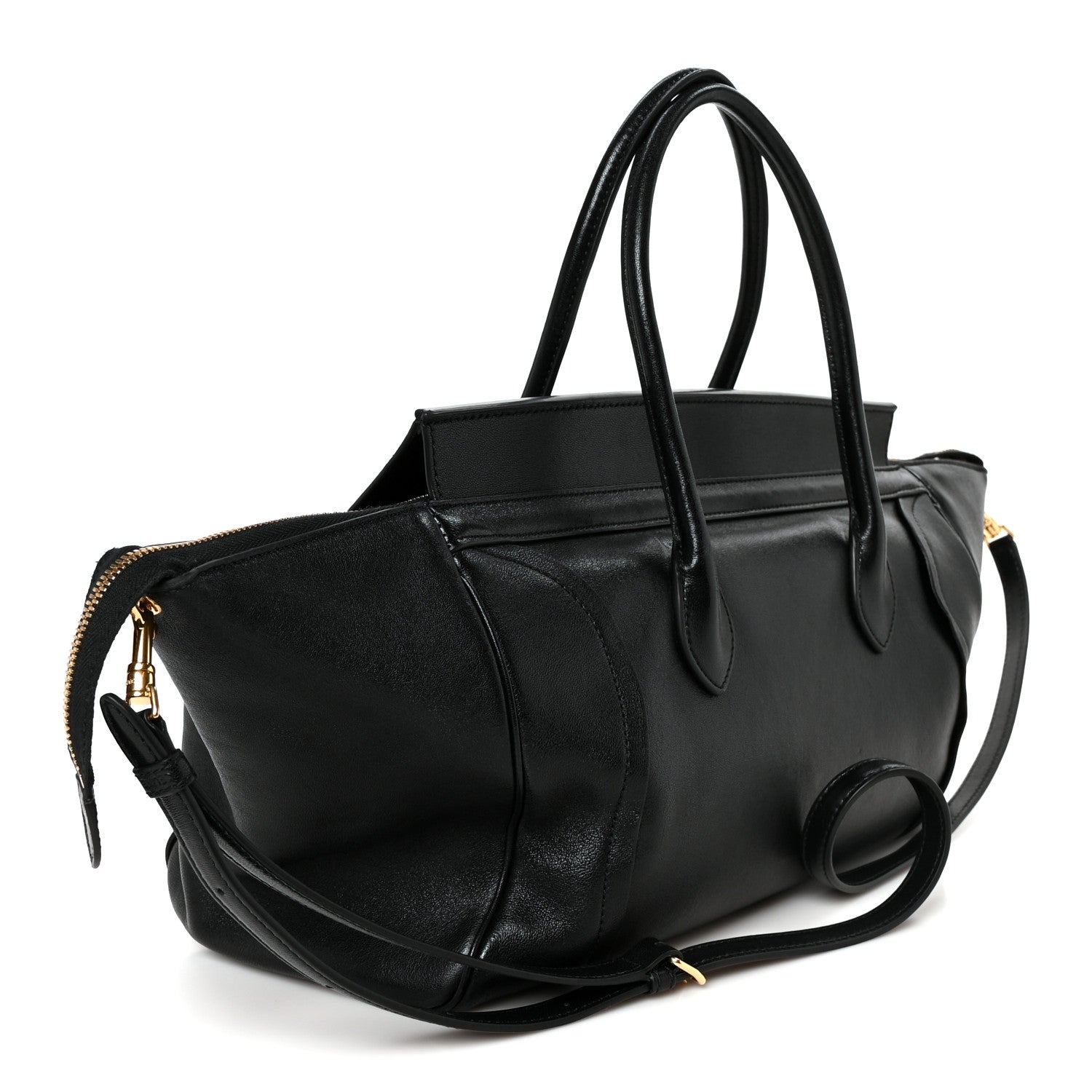 Celine Supple Shiny Lambskin Medium Smiling New Luggage Black 3 of 11
