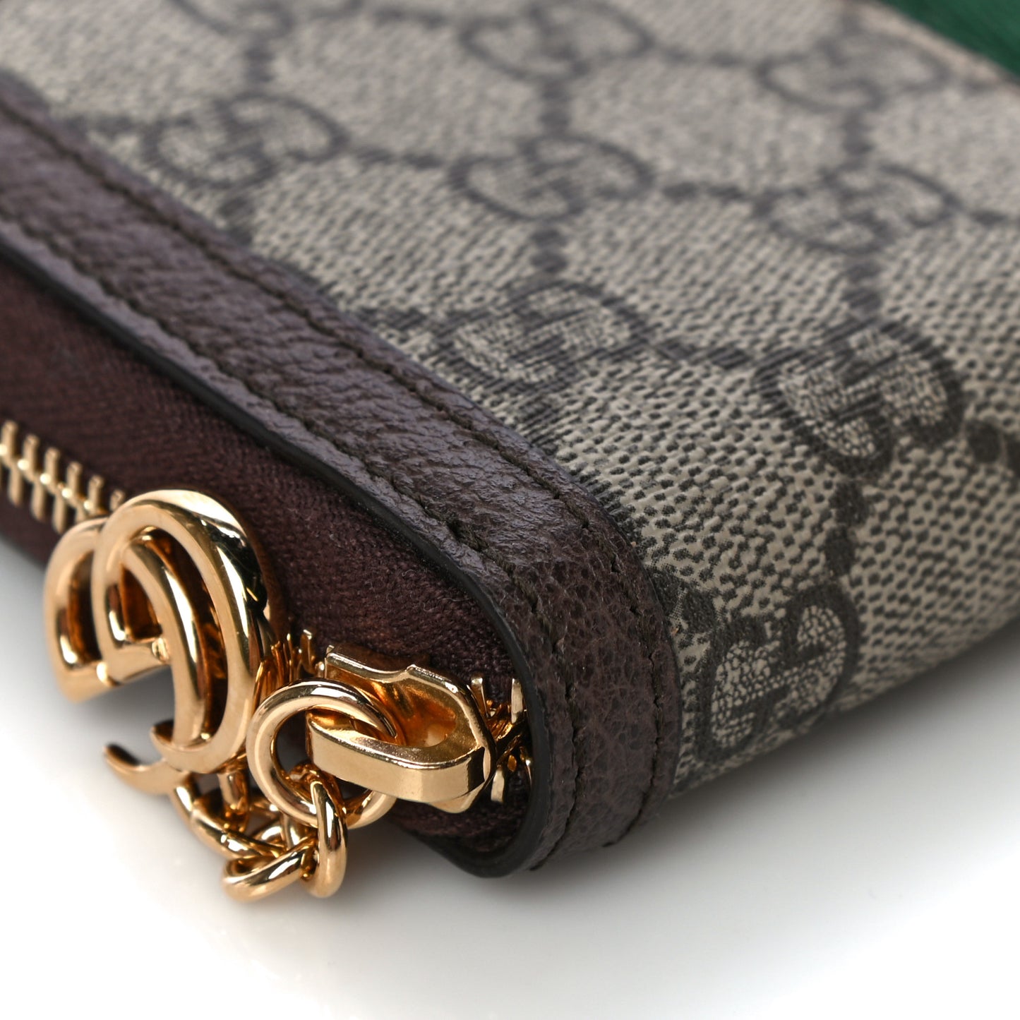 GG Supreme Monogram Web Ophidia Zip Around Wallet Brown