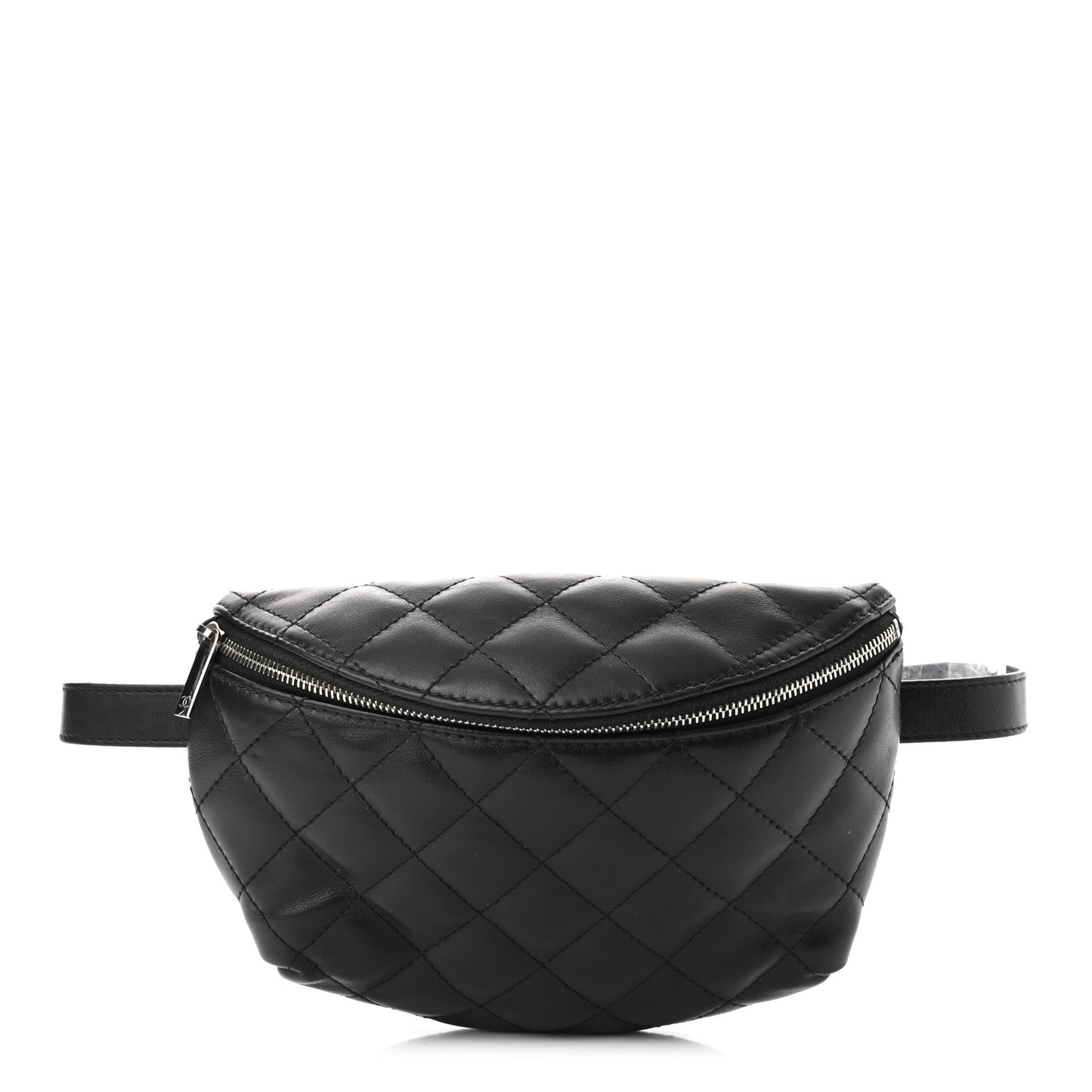 Lambskin Quilted Waist Belt Bag Black