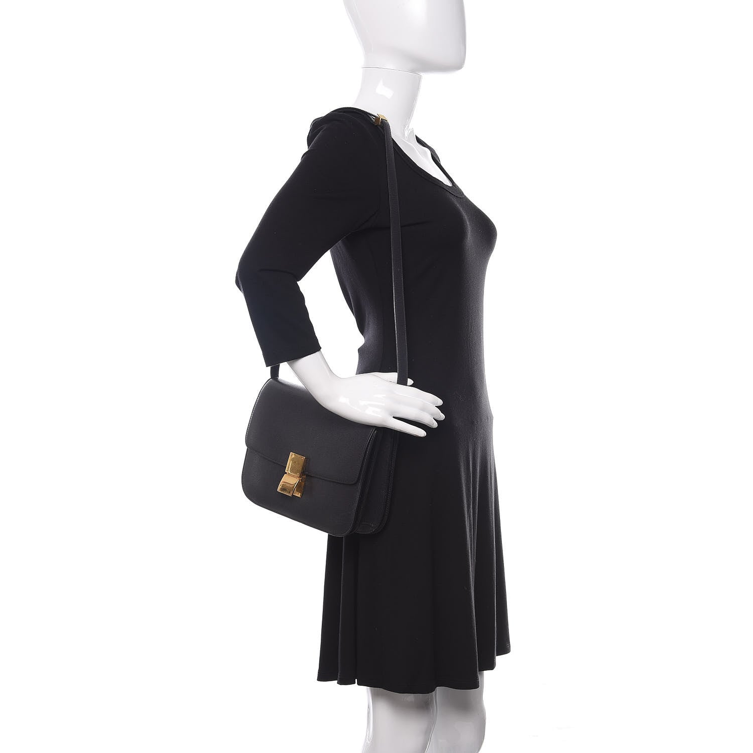 Celine Liege Calfskin Medium Classic Box Flap Bag Black 3 of 22