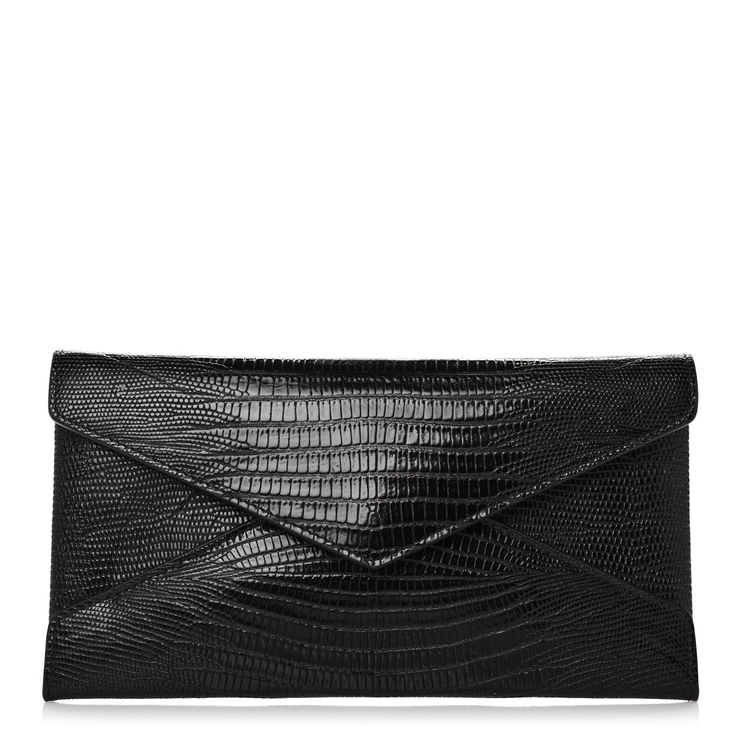 Calfskin Lizard Embossed Paloma Monogram Clutch Black