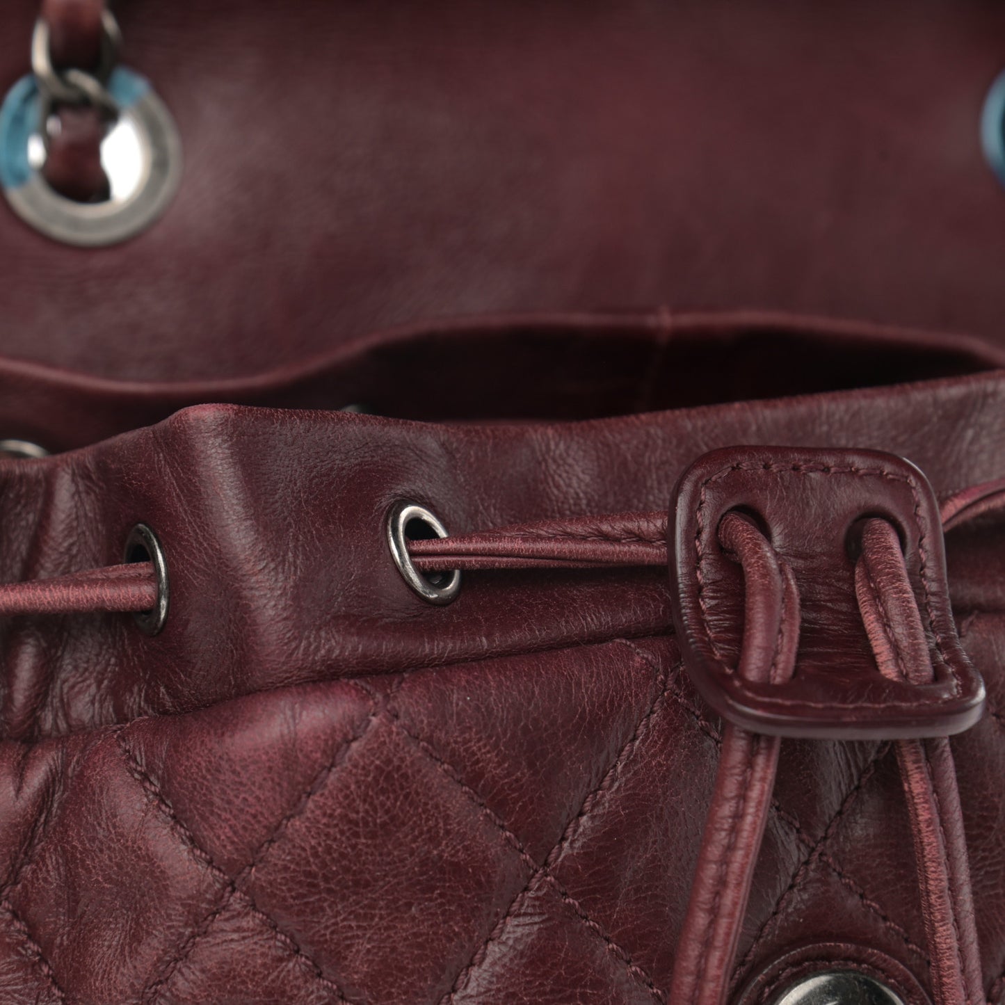 Glazed Calfskin Quilted Small Salzburg Backpack Burgundy