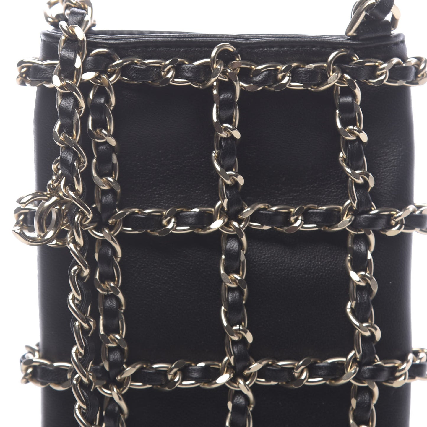 Lambskin Tech Me Out Clutch With Chain Black