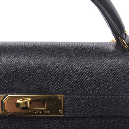 Hermes Courchevel Kelly Retourne 32 Bleu Marine 10 of 13