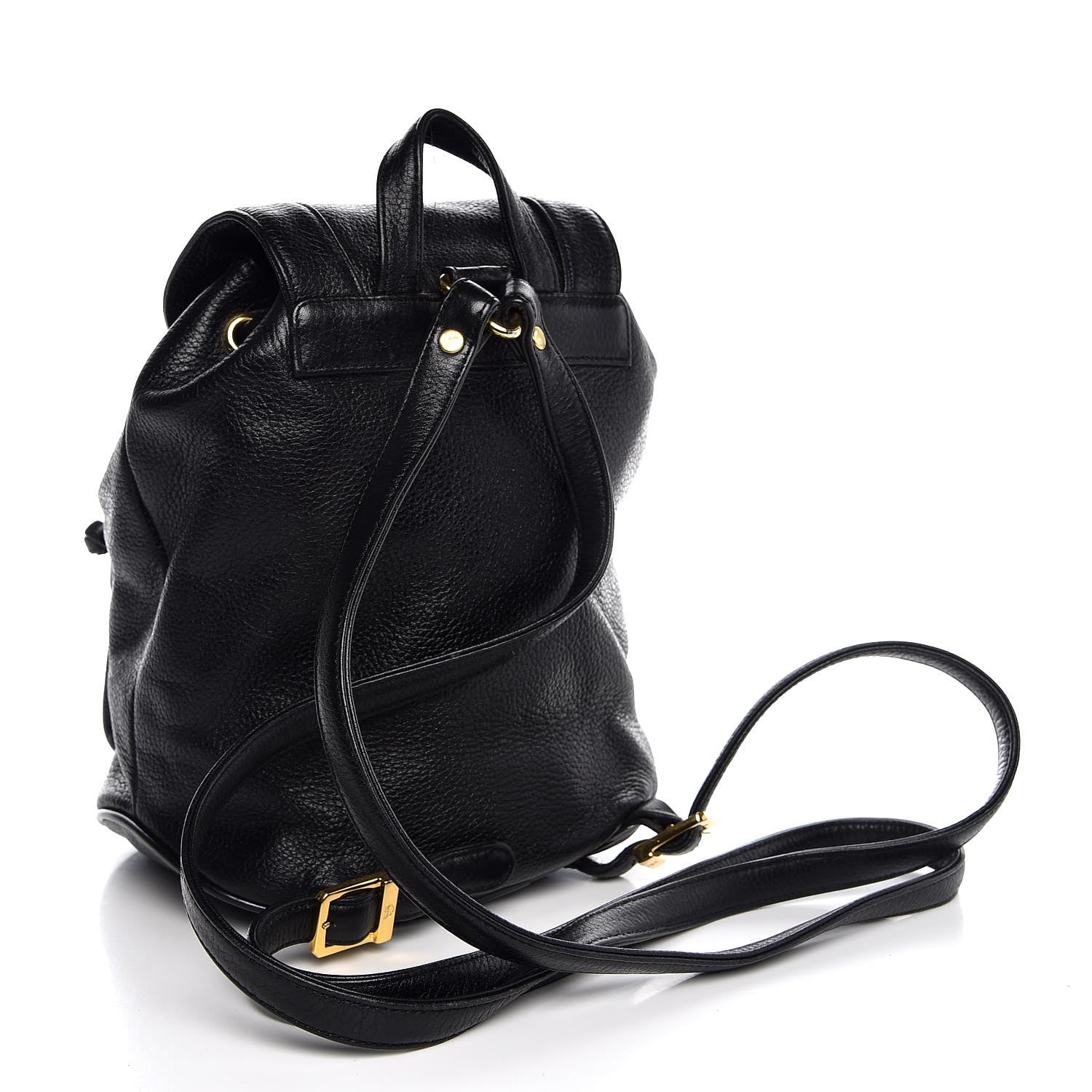 MCM Grained Calfskin Studded Drawstring Backpack Black 4 of 6