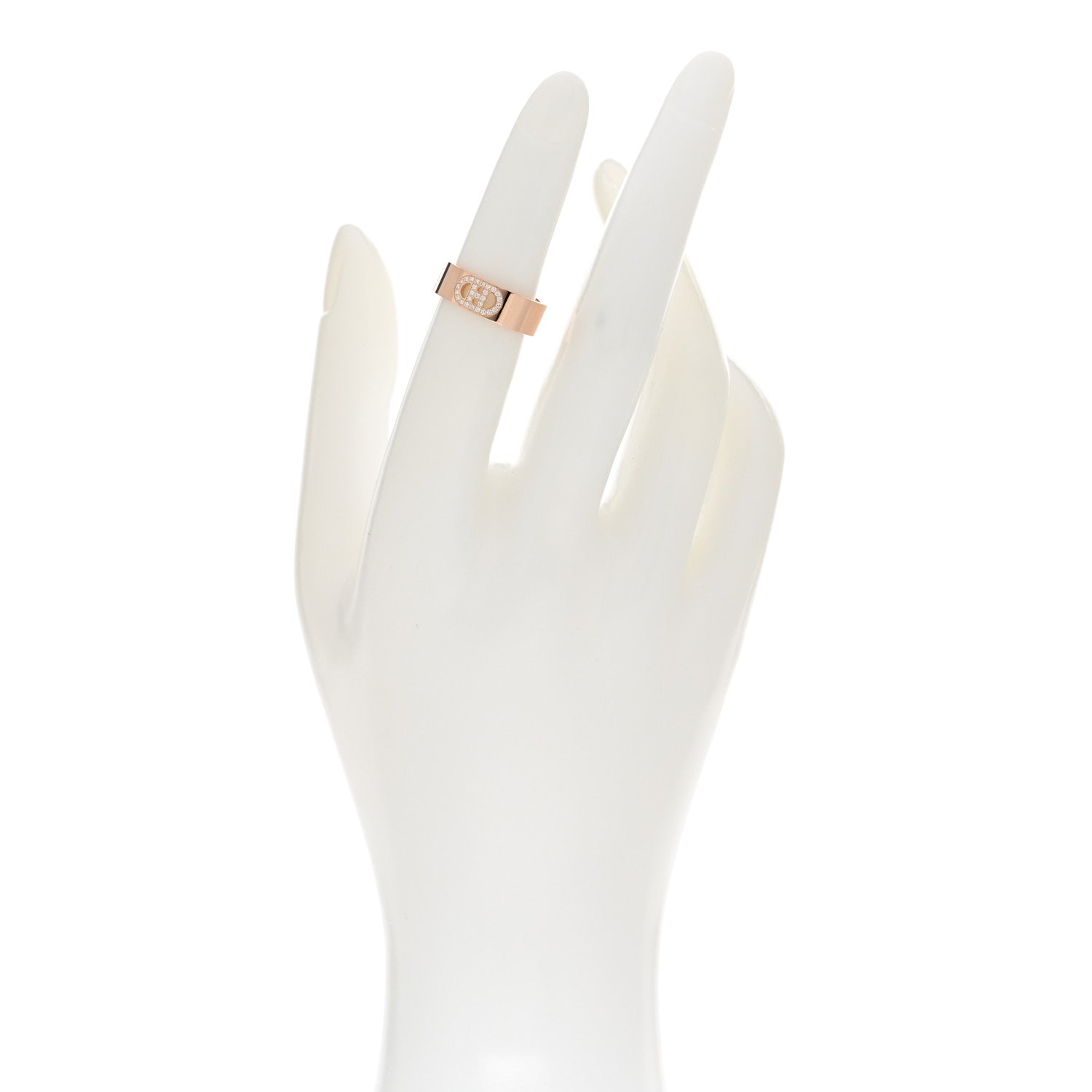 Hermes 18K Rose Gold Diamond PM H D'Ancre Ring 49 5 2 of 4