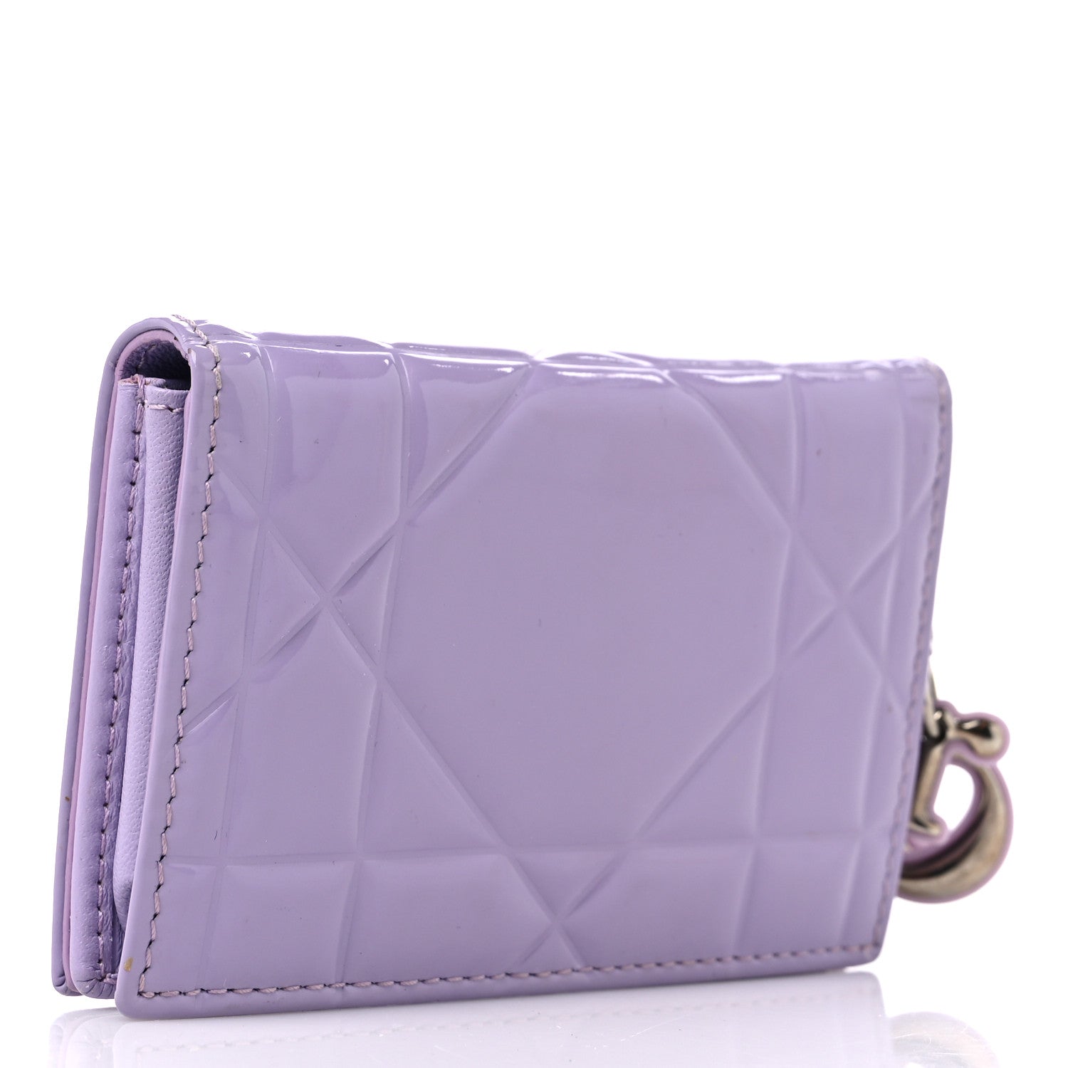 Christian Dior Patent Cannage Lady Dior Card Holder Lilac 3 of 10